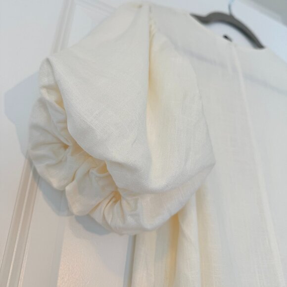 H&M Divided Linen-Blend Puff Sleeve Dress – Cream – XS – New - Picture 6 of 9